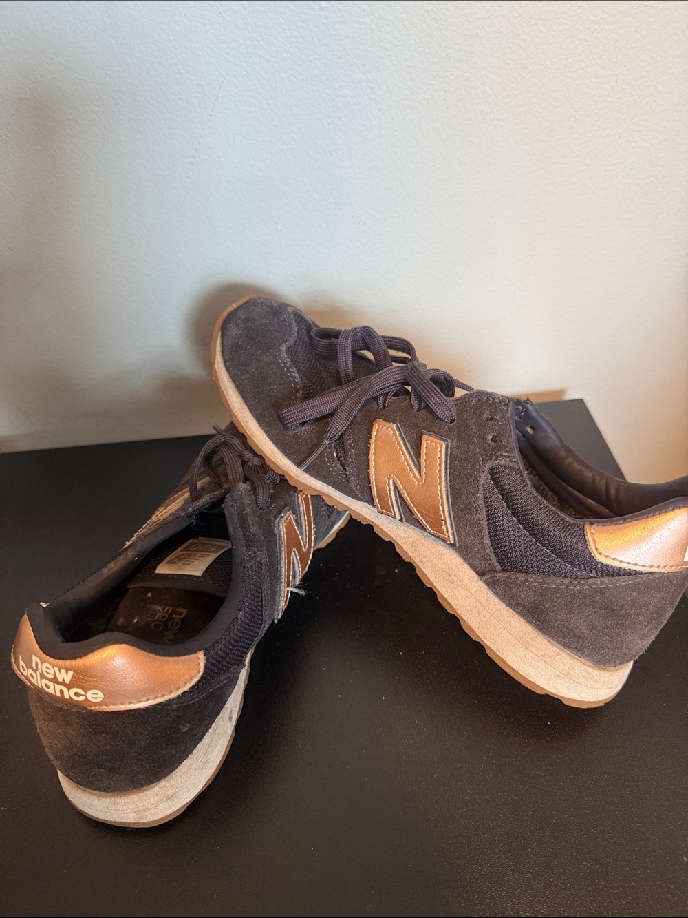 New Balance Women's Charcoal and Bronze Suede Athletic Sneakers